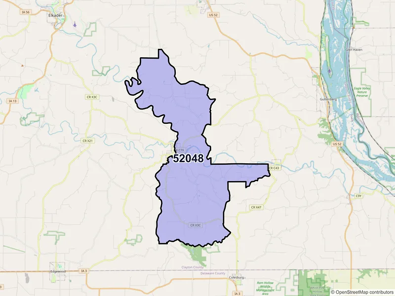 Map of ZIP Code 52048 — Garber, IA