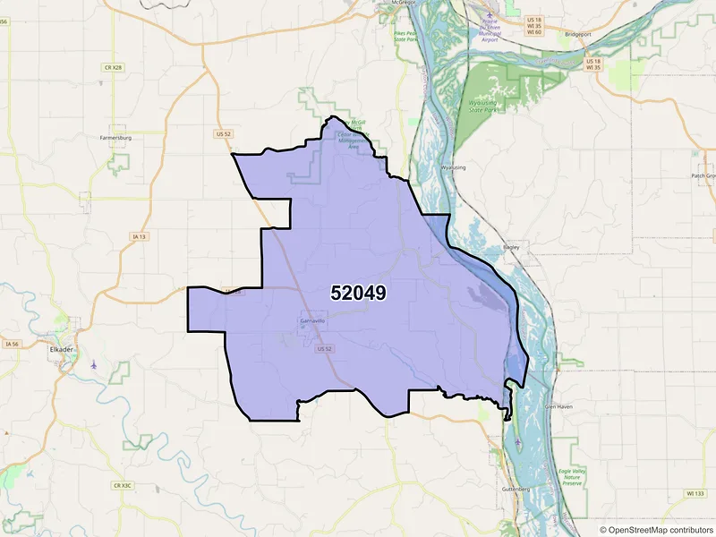 Map of ZIP Code 52049 — Garnavillo, IA
