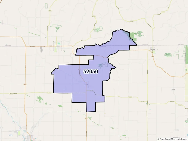 Map of ZIP Code 52050 — Greeley, IA