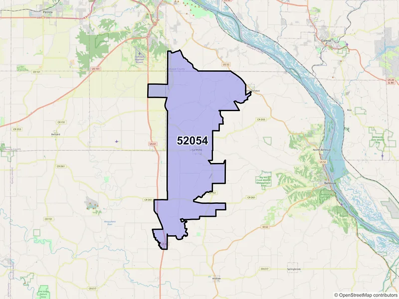 Map of ZIP Code 52054 — La Motte, IA