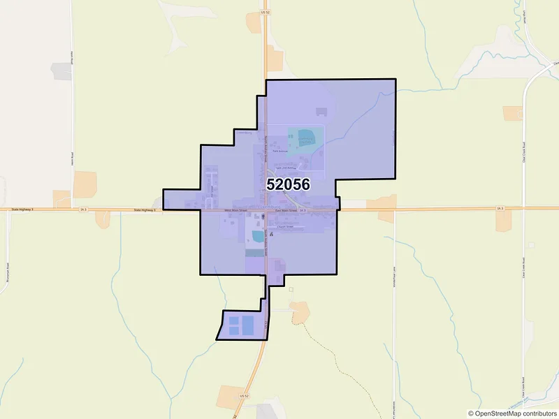 Map of Luxemburg, Iowa and ZIP codes