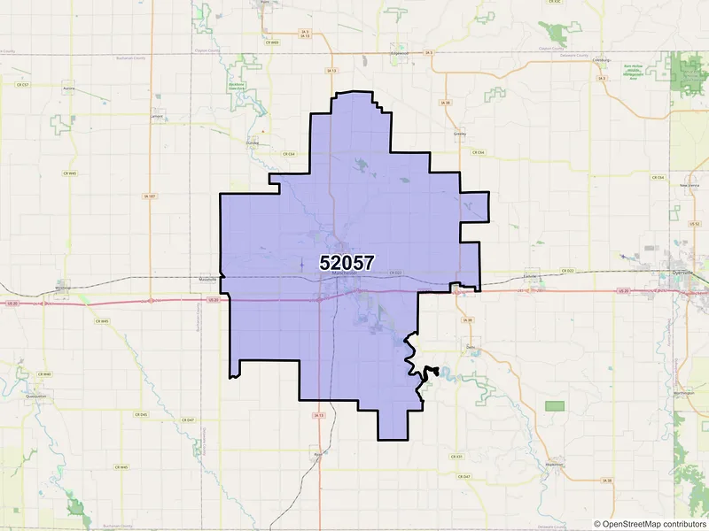 Map of ZIP Code 52057 — Manchester, IA