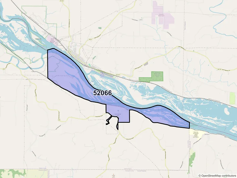 Map of ZIP Code 52066 — North Buena Vista, IA