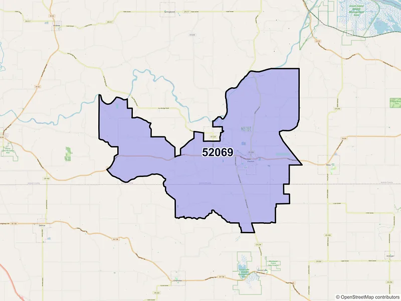 Map of ZIP Code 52069 — Preston, IA