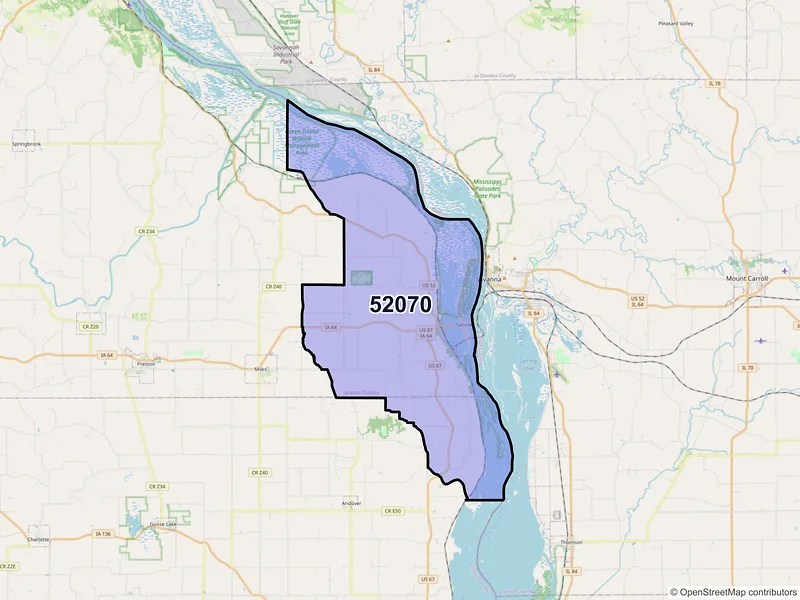 Map of ZIP Code 52070 — Sabula, IA