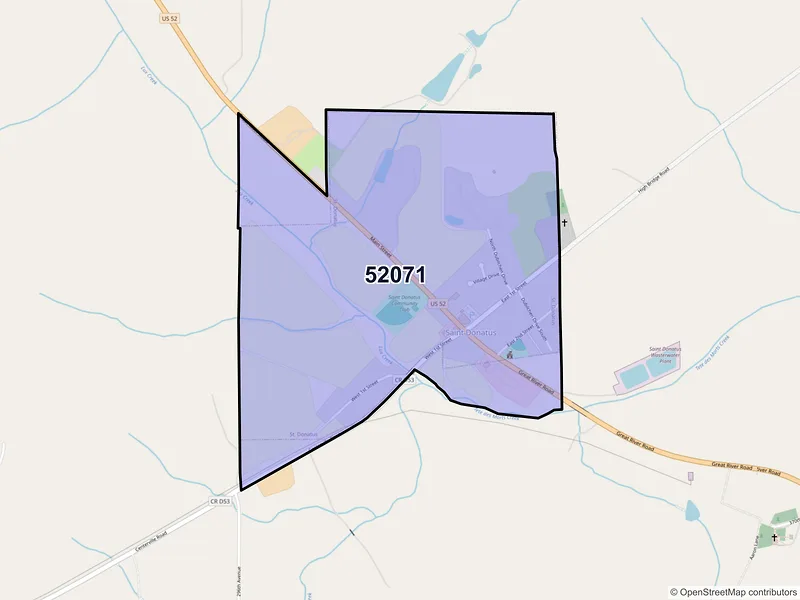 Map of Saint Donatus, Iowa and ZIP codes