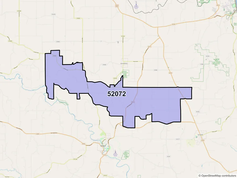 Map of ZIP Code 52072 — Saint Olaf, IA