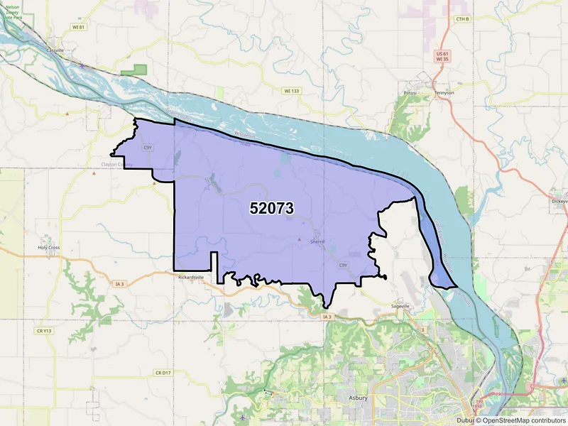 Map of Sherrill, Iowa and ZIP codes