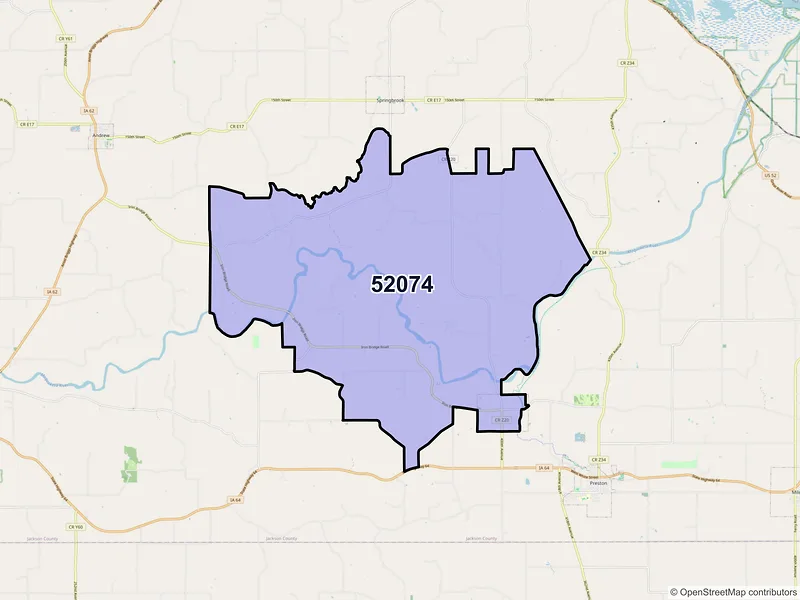 Map of Spragueville, Iowa and ZIP codes