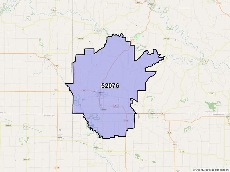 Map of Strawberry Point, Iowa and ZIP codes