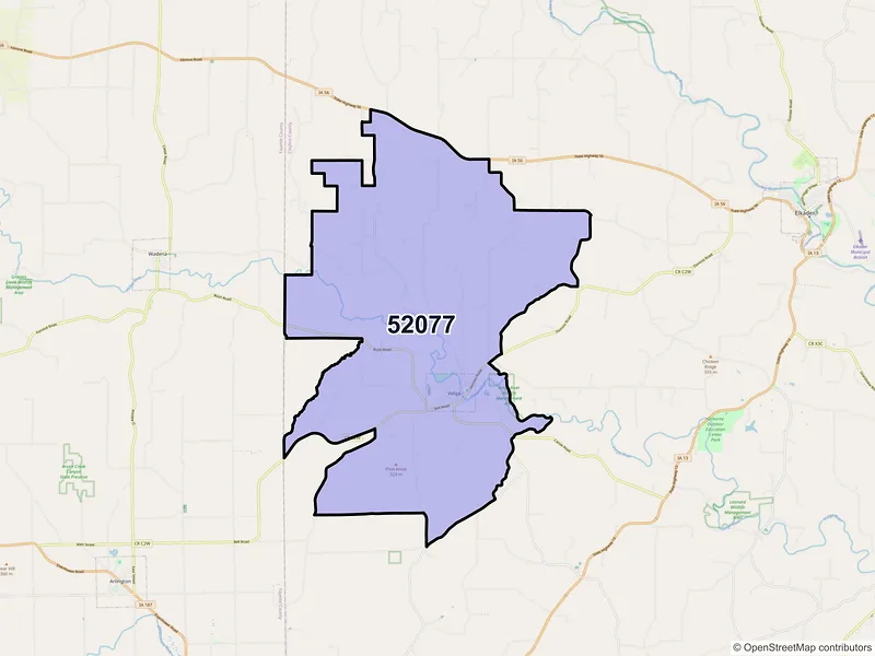 Map of ZIP Code 52077 — Volga, IA