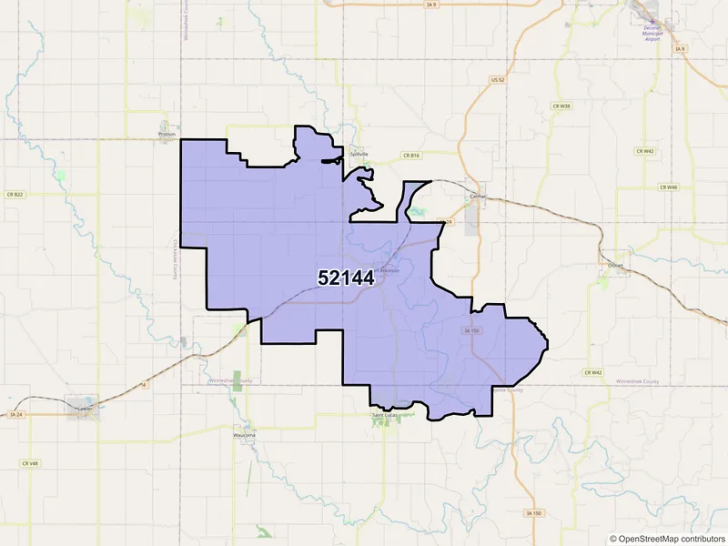 Map of ZIP Code 52144 — Fort Atkinson, IA