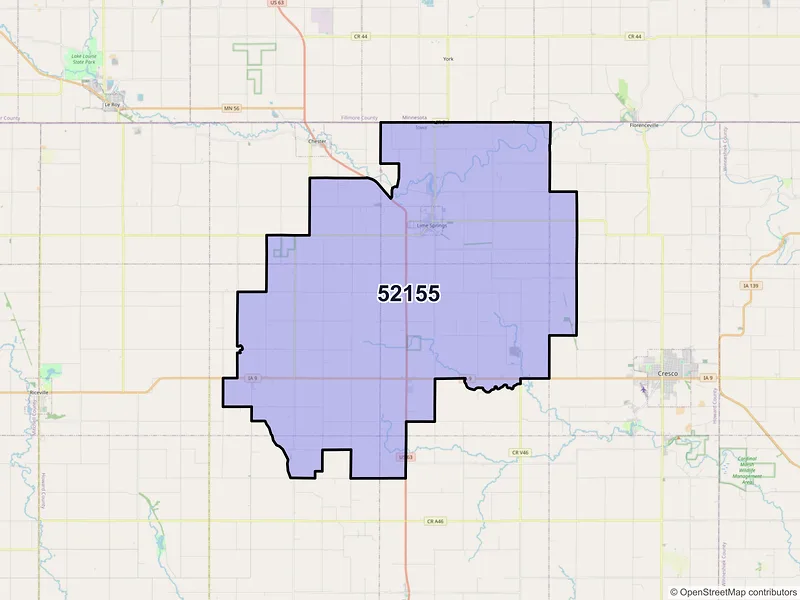Map of ZIP Code 52155 — Lime Springs, IA