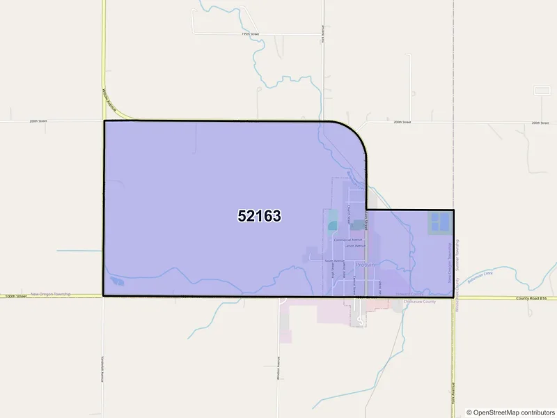 Map of Protivin, Iowa and ZIP codes