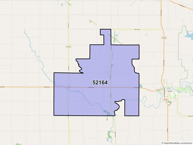 Map of Randalia, Iowa and ZIP codes