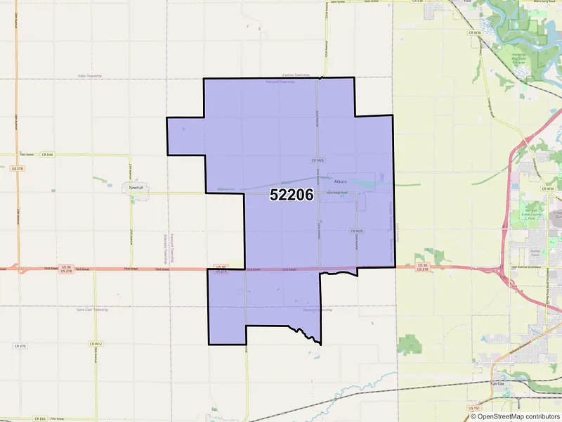 Map of ZIP Code 52206 — Atkins, IA