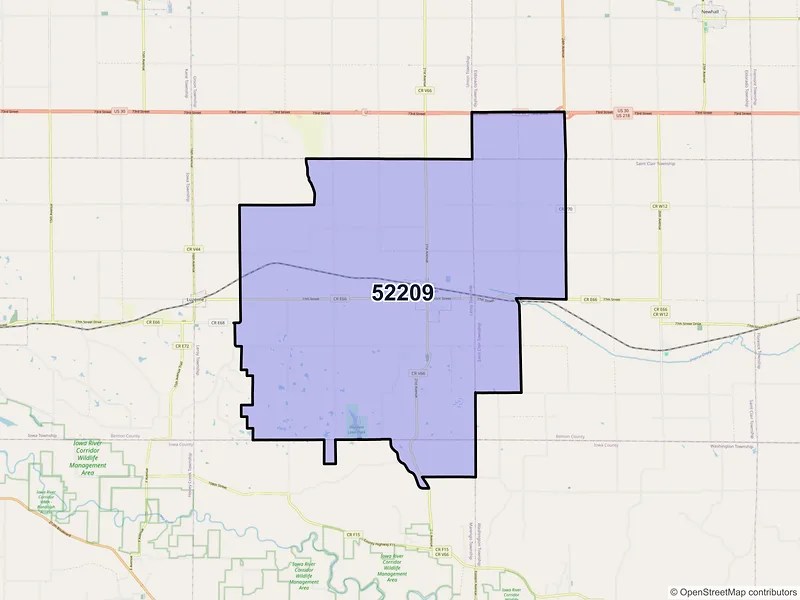 Map of ZIP Code 52209 — Blairstown, IA