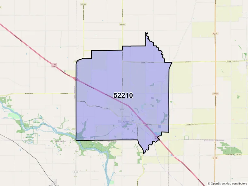 Map of ZIP Code 52210 — Brandon, IA