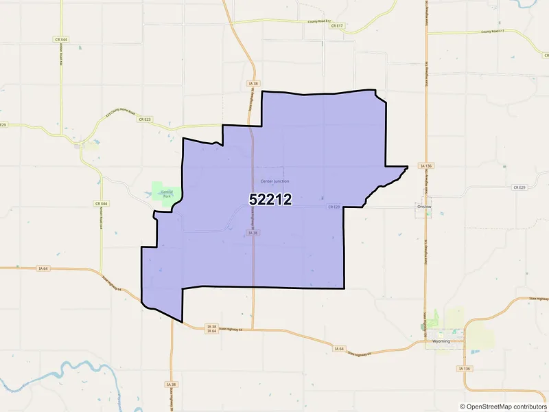 Map of ZIP Code 52212 — Center Junction, IA