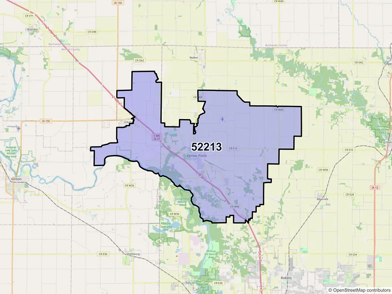 Map of ZIP Code 52213 — Center Point, IA