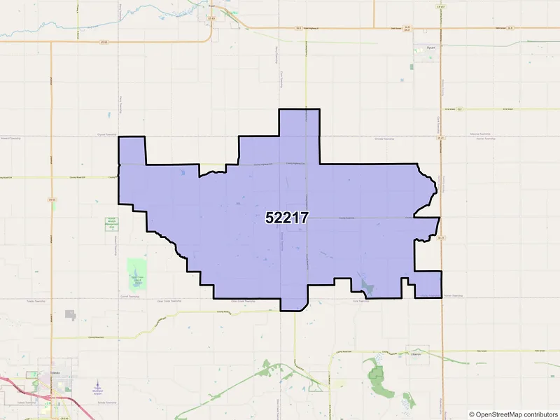 Map of ZIP Code 52217 — Clutier, IA