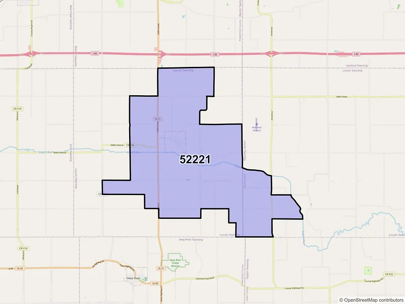 Map of ZIP Code 52221 — Guernsey, IA