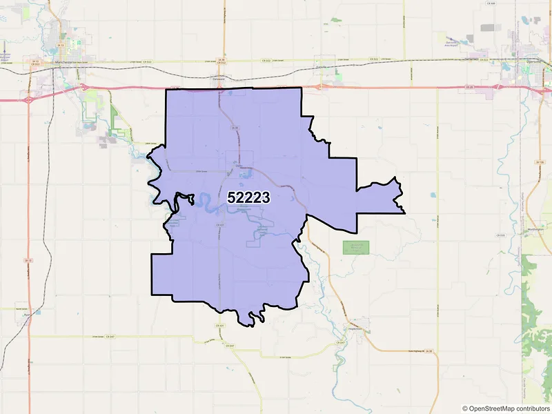 Map of ZIP Code 52223 — Delhi, IA