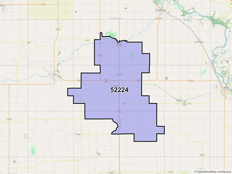 Map of ZIP Code 52224 — Dysart, IA
