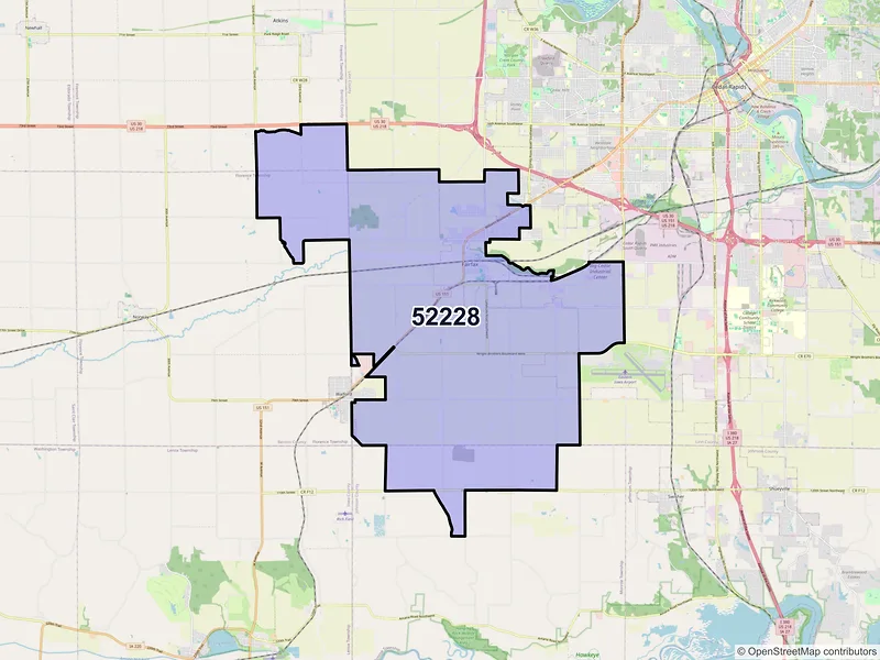 Map of ZIP Code 52228 — Fairfax, IA