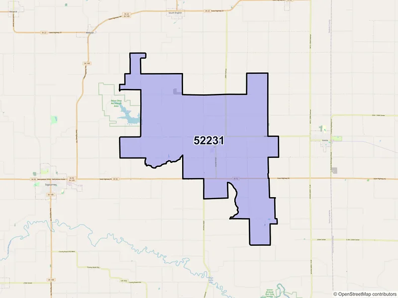 Map of ZIP Code 52231 — Harper, IA