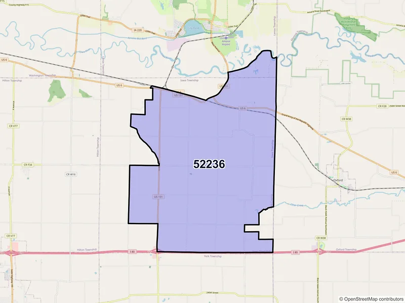 Map of ZIP Code 52236 — Homestead, IA
