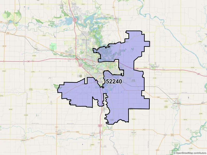 Map of ZIP Code 52240 — Iowa City, IA