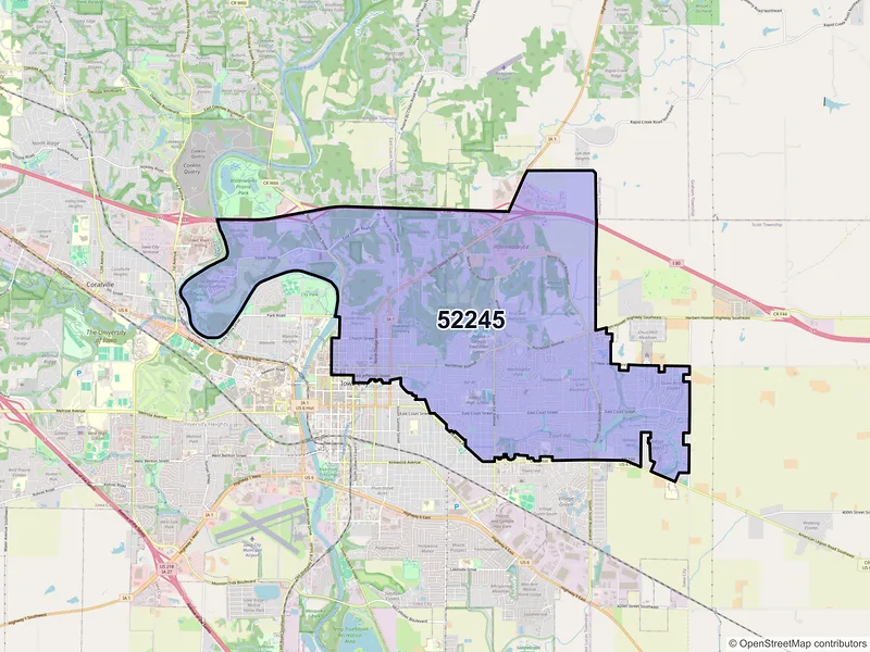 Map of ZIP Code 52245 — Iowa City, IA
