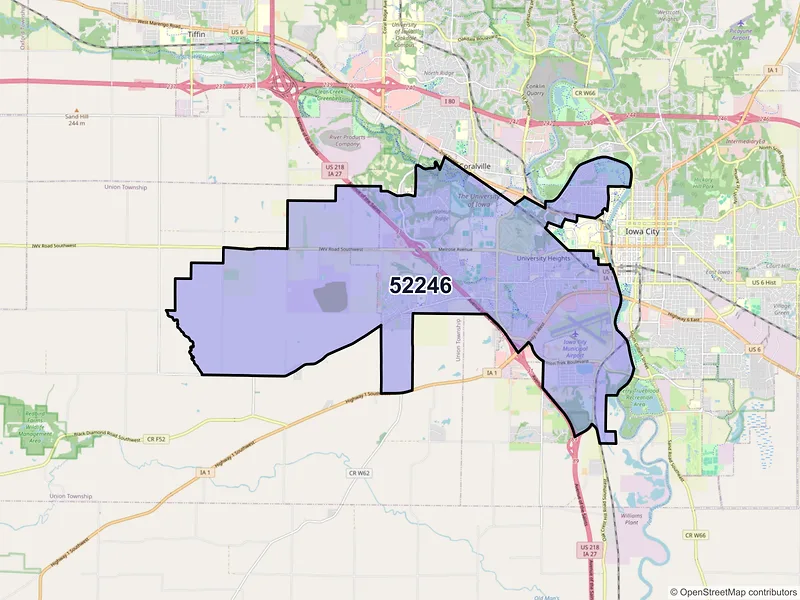 Map of ZIP Code 52246 — Iowa City, IA