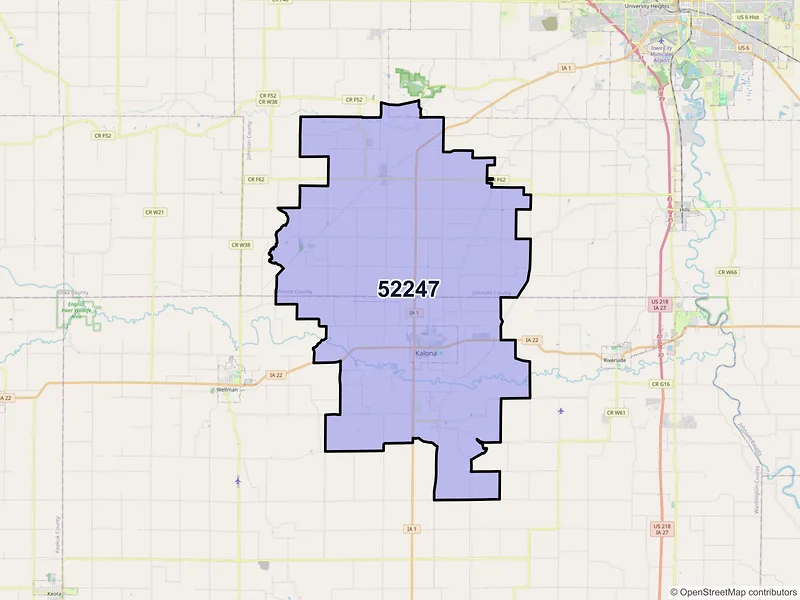 Map of ZIP Code 52247 — Kalona, IA