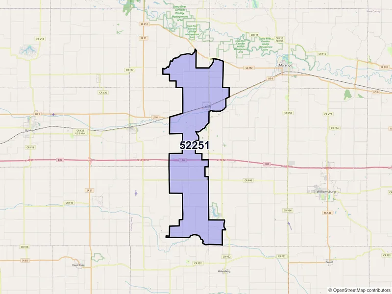 Map of Ladora, Iowa and ZIP codes