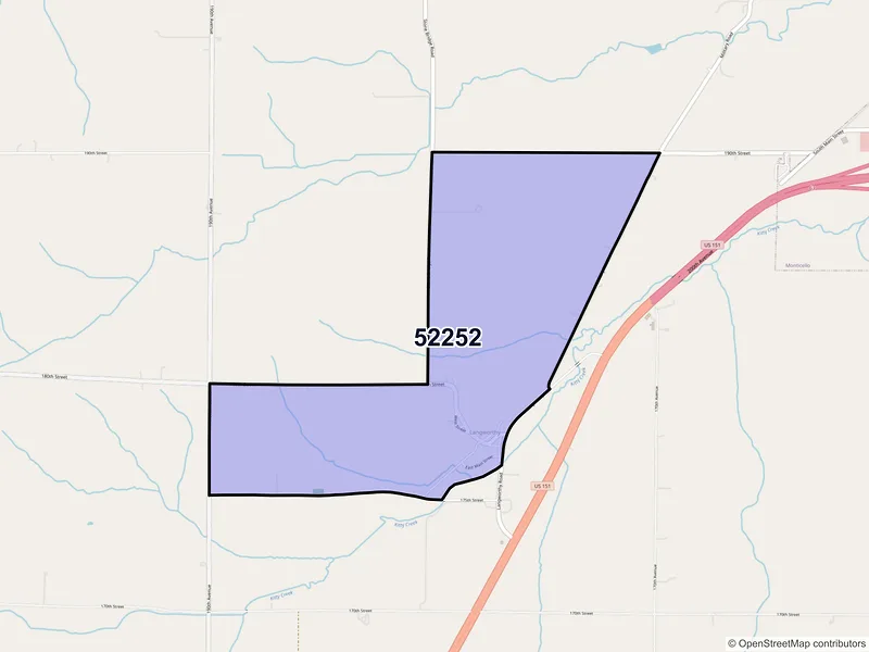 Map of ZIP Code 52252 — Langworthy, IA