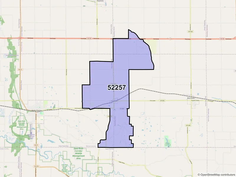 Map of ZIP Code 52257 — Luzerne, IA