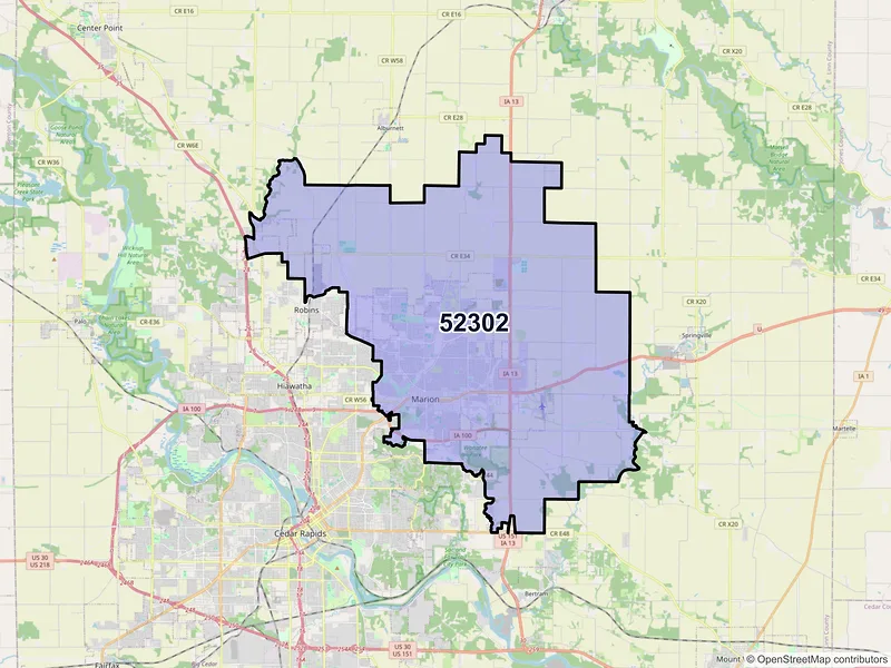 Map of ZIP Code 52302 — Marion, IA