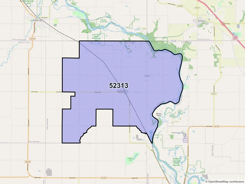 Map of ZIP Code 52313 — Mount Auburn, IA