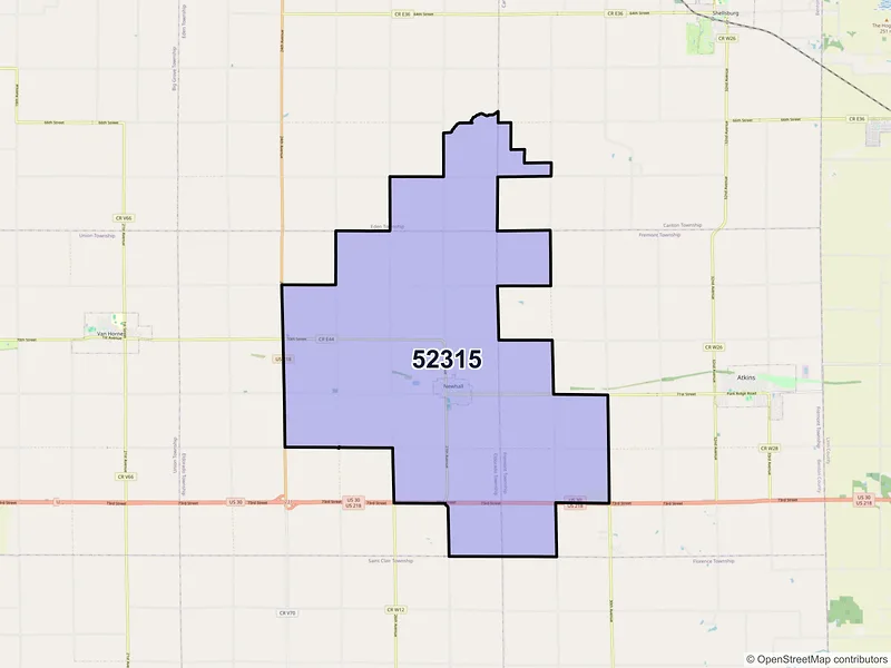 Map of ZIP Code 52315 — Newhall, IA