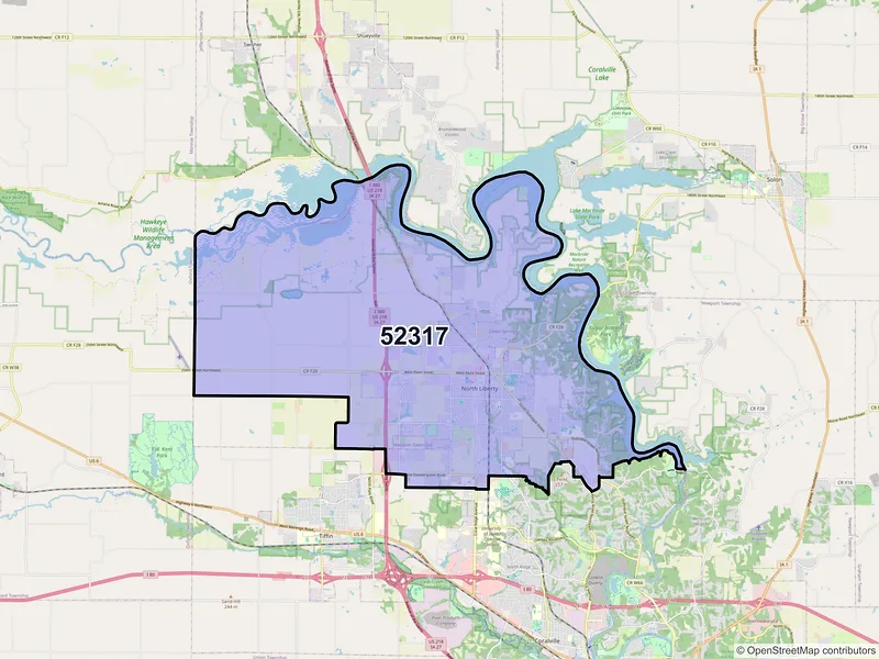 Map of ZIP Code 52317 — North Liberty, IA
