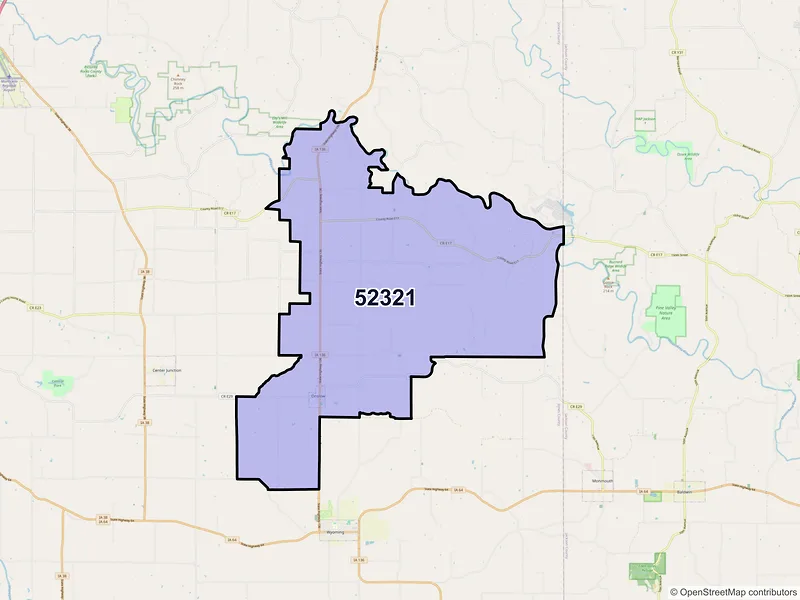 Map of ZIP Code 52321 — Onslow, IA