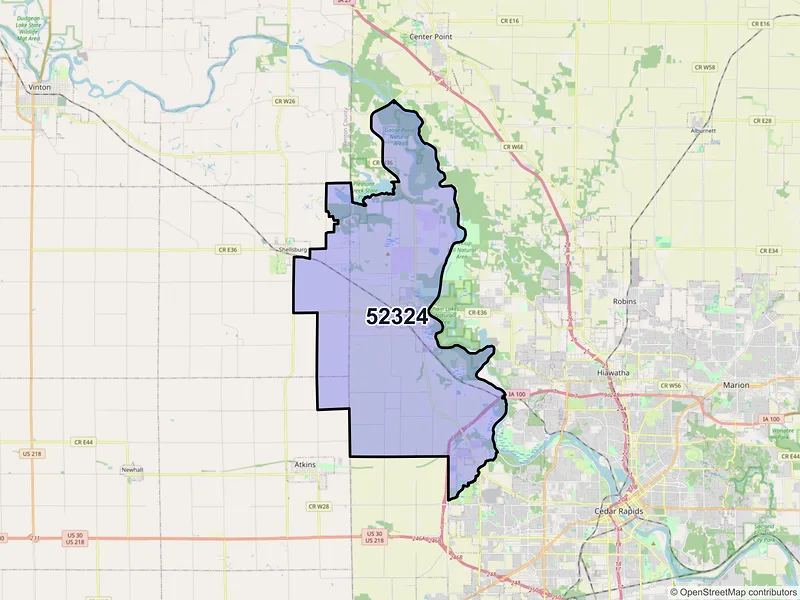 Map of ZIP Code 52324 — Palo, IA