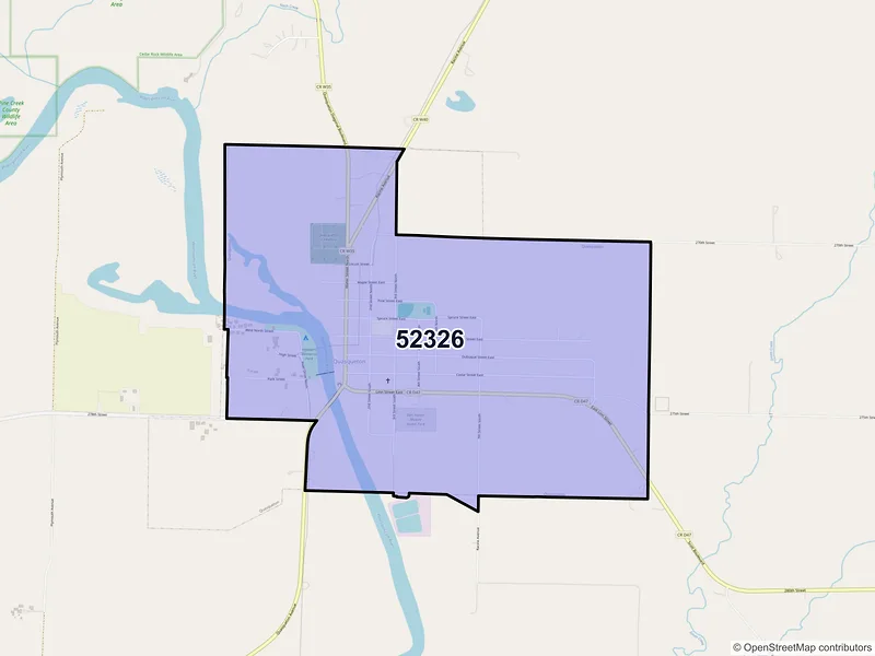 Map of ZIP Code 52326 — Quasqueton, IA