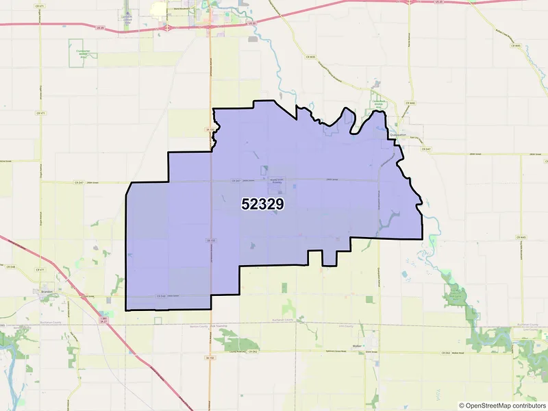 Map of ZIP Code 52329 — Rowley, IA