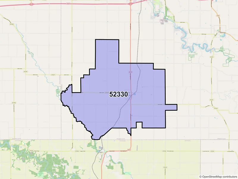 Map of ZIP Code 52330 — Ryan, IA