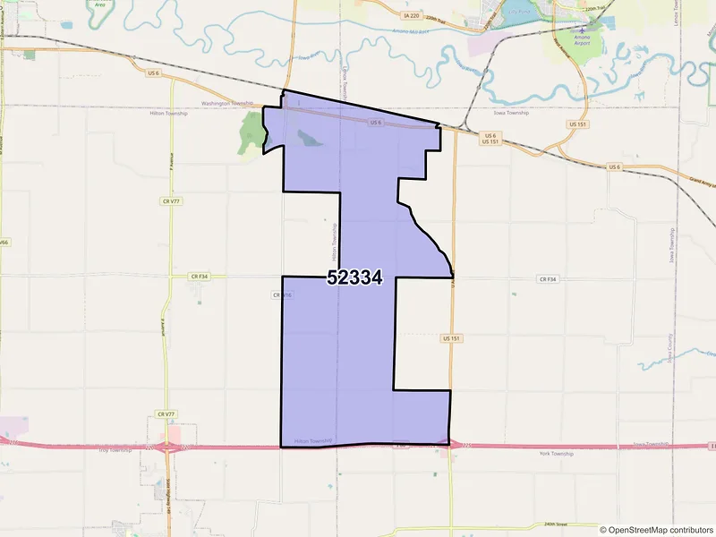 Map of ZIP Code 52334 — South Amana, IA