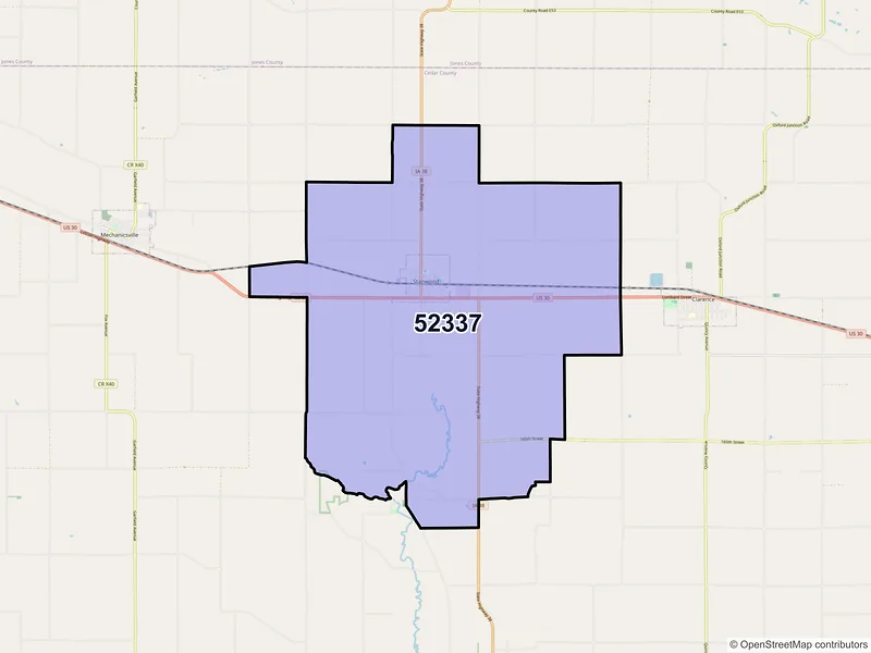 Map of ZIP Code 52337 — Stanwood, IA