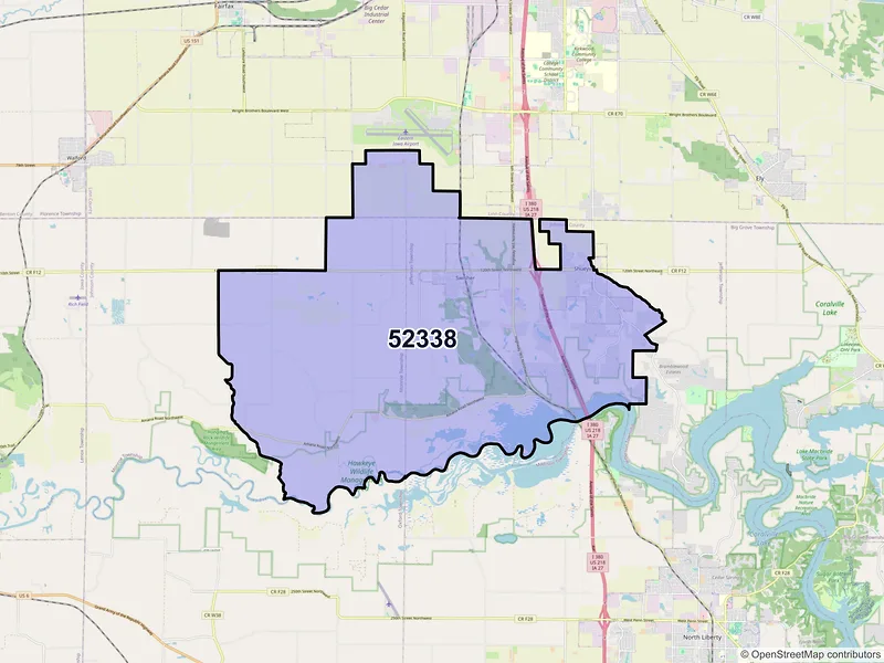 Map of ZIP Code 52338 — Swisher, IA